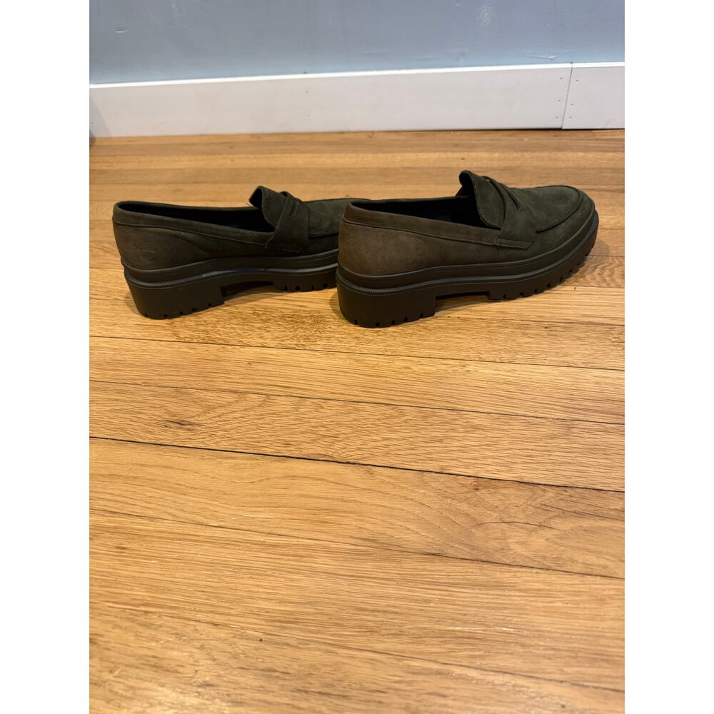 Patina Olive Green Suede Lug Sole Penny Loafers Women’s 8.5 - Picture 4 of 7